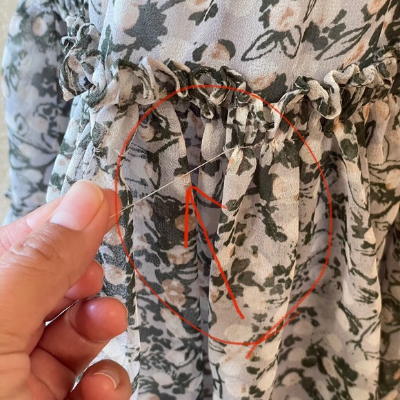 *FLAWED* MISA Los Angeles Floral‎ Print Ruffle Mini Dress, XS, Sheer, Bohemian - Picture 8 of 13